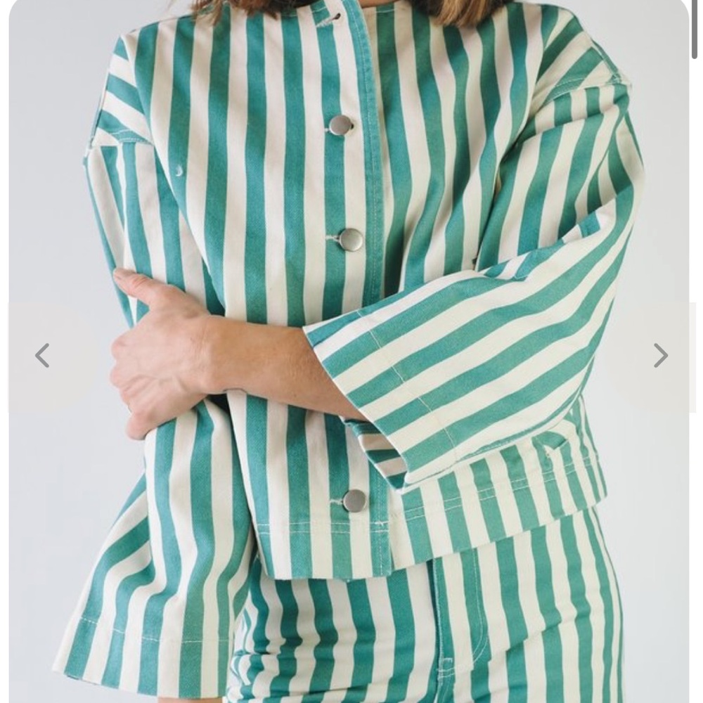 The Tiny Big Sister Berta Striped Denim Jacket 40 NWT - Picture 3 of 5
